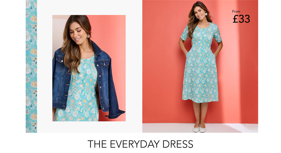 Linen Mix Print Dress - LS668
